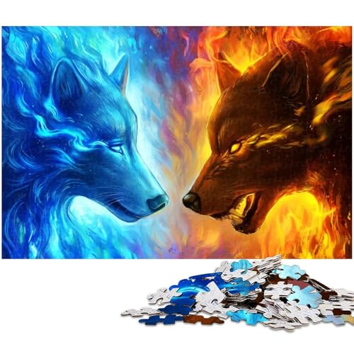 1000 teiliges Puzzle „Feuer und EIS Holzpuzzle Lernspiele Heimdekoration 1000 Teile (75 x 50 cm) von zouxangzz