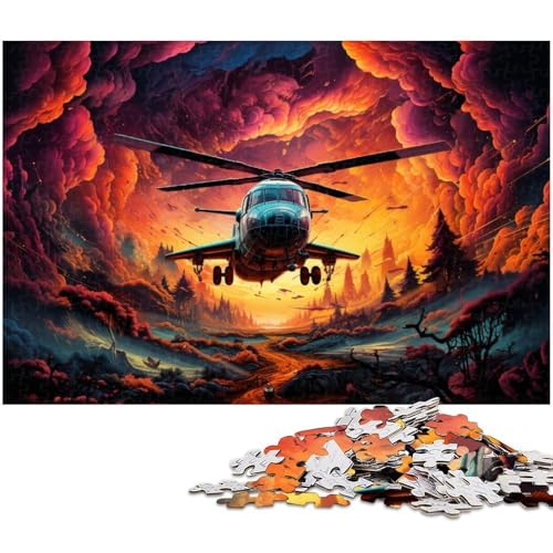1000 teiliges Puzzle „Flugzeug im farbigen Himmel Puzzle für Erwachsene und Kinder Holzpuzzle tolles Geschenk für Erwachsene 1000 Teile (75 x 50 cm) von zouxangzz