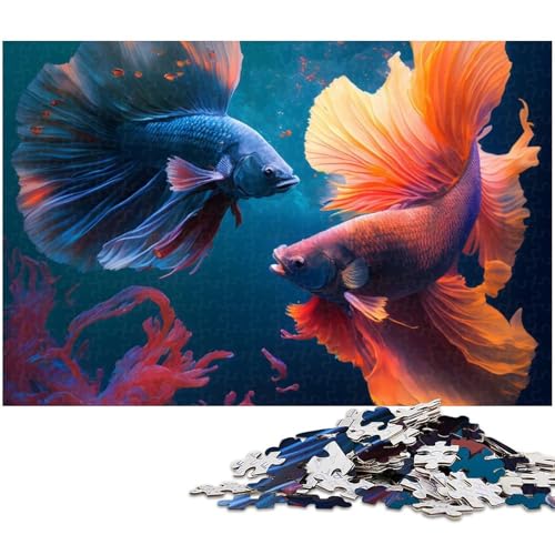 1000 teiliges Puzzle „Goldfisch im Wasser Holzpuzzle Lernspiele Heimdekoration 1000 Teile (75 x 50 cm) von zouxangzz