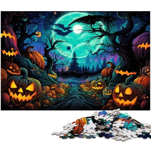 1000 teiliges Puzzle „Halloween Horrornacht für Erwachsene Holzpuzzle tolle Geschenke zu Weihnachten 1000 Teile (75 x 50 cm) von zouxangzz