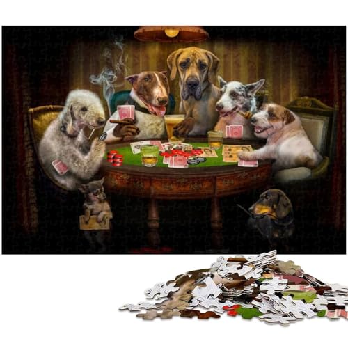1000 teiliges Puzzle „Hunde Spielen Poker Puzzle für Erwachsene Papierpuzzle Familiendekoration (Größe 38 x 26 cm) von zouxangzz
