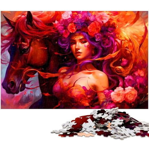 1000 teiliges Puzzle „Mädchen und Pferd für Erwachsene Holzpuzzle anspruchsvolles Spiel 1000 Teile (75 x 50 cm) von zouxangzz