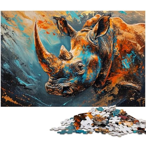 1000 teiliges Puzzle „Nashorn Tierpuzzle für Erwachsene und Kinder Holzpuzzle tolles Geschenk für Erwachsene (Größe 75 x 50 cm) von zouxangzz
