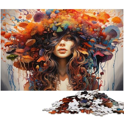1000 teiliges Puzzle „Pilzmädchen Holzpuzzle Lernspiele Heimdekoration 1000 Teile (75 x 50 cm) von zouxangzz