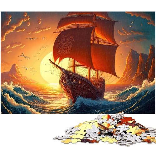 1000 teiliges Puzzle „Piratenboot für Erwachsene Holzpuzzle anspruchsvolles Spiel (Größe 75 x 50 cm) von zouxangzz