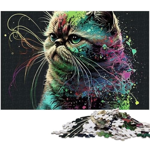 1000 teiliges Puzzle „Porträt Einer schönen Katze Holzpuzzle Lernspiele Heimdekoration (Größe 75 x 50 cm) von zouxangzz