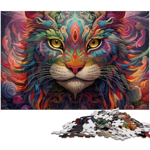 1000 teiliges Puzzle „Psychedelic Lynx für Erwachsene Papierpuzzle anspruchsvolles Spiel (Größe 38 x 26 cm) von zouxangzz