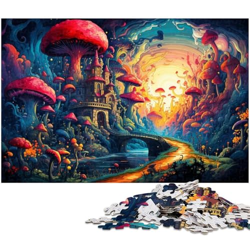 1000 teiliges Puzzle „Psychedelic Mushroom City für Erwachsene Papierpuzzle anspruchsvolles Spiel 1000 Teile (38 x 26 cm) von zouxangzz