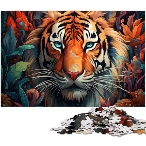1000 teiliges Puzzle „Psychedelic Tiger für Erwachsene Holzpuzzle anspruchsvolles Spiel (Größe 75 x 50 cm) von zouxangzz