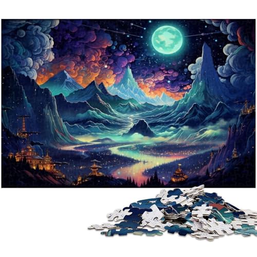 1000 teiliges Puzzle „Schöne Landschaft bei Nacht Puzzle für Erwachsene Papierpuzzle anspruchsvolles Spiel 1000 Teile (38 x 26 cm) von zouxangzz