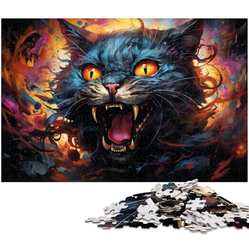 1000 teiliges Puzzle „Schwarze Katze Teufel Puzzle für Erwachsene Holzpuzzle anspruchsvolles Spiel 1000 Teile (75 x 50 cm) von zouxangzz