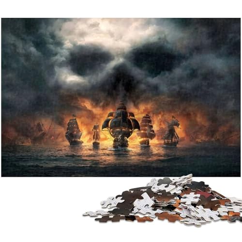 1000 teiliges Puzzle „Segel Piratenschiff Holzpuzzle Lernspiele Heimdekoration (Größe 75 x 50 cm) von zouxangzz