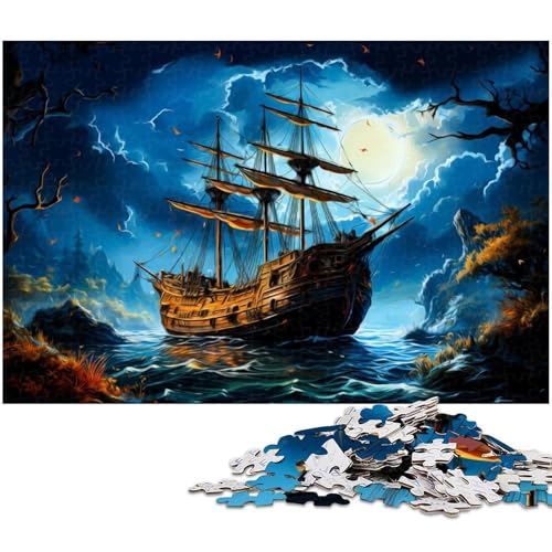 1000 teiliges Puzzle „Segel Piratenschiff Holzpuzzle Lernspiele Heimdekoration (Größe 75 x 50 cm) von zouxangzz