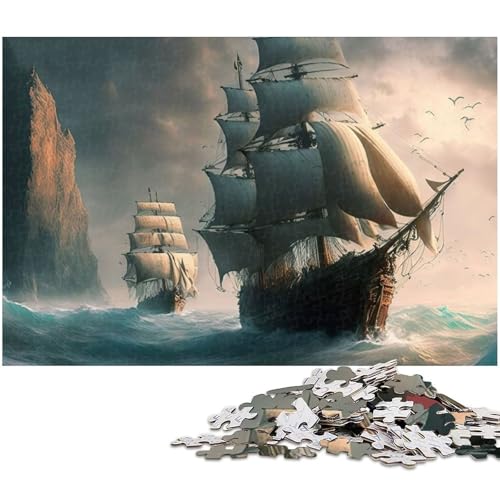 1000 teiliges Puzzle „Segel Piratenschiff für Erwachsene Holzpuzzle anspruchsvolles Spiel (Größe 75 x 50 cm) von zouxangzz