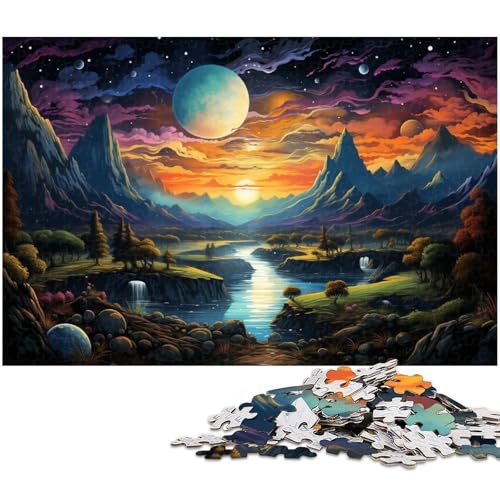 1000 teiliges Puzzle „Wunderschöne Landschaft unter dem Planeten Puzzle für Erwachsene und Kinder Holzpuzzle tolles Geschenk für Erwachsene 1000 PCS (75 x 50 cm) von zouxangzz