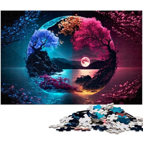1000 teiliges Puzzle „Yin und Yang Taiji Holzpuzzle Lernspiele Heimdekoration (Größe 75 x 50 cm) von zouxangzz