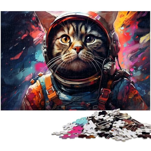 1000 teiliges Puzzle Astronaut_Cat Puzzle für Erwachsene Holzpuzzle Herausforderndes Spiel 1000 PCS (75x50cm) von zouxangzz