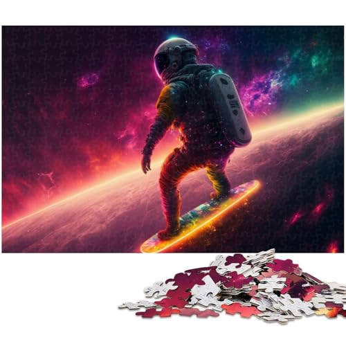 1000 teiliges Puzzle Astronaut Surft auf den Sternen Holzpuzzle Lernspiele Heimdekoration (Größe 75 x 50 cm) von zouxangzz
