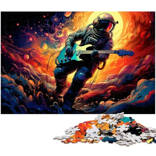 1000 teiliges Puzzle Astronaut spielt Gitarre Puzzle für Erwachsene Holzpuzzle Familiendekoration 1000 Teile (75 x 50 cm) von zouxangzz