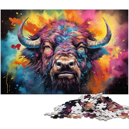 1000 teiliges Puzzle Buffalo Puzzle für Kinder Holzpuzzle Lernspiele für Erwachsene 1000 Teile (75 x 50 cm) von zouxangzz
