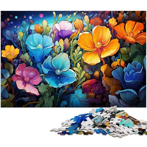 1000 teiliges Puzzle Bunte Blumen Holzpuzzle Lernspiele Heimdekoration 1000 Teile (75 x 50 cm) von zouxangzz