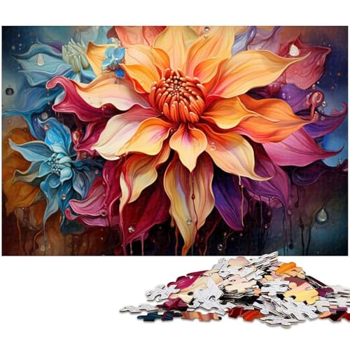 1000 teiliges Puzzle Bunte Blumen Puzzle für Erwachsene Holzpuzzle anspruchsvolles Spiel 1000 Teile (75 x 50 cm) von zouxangzz