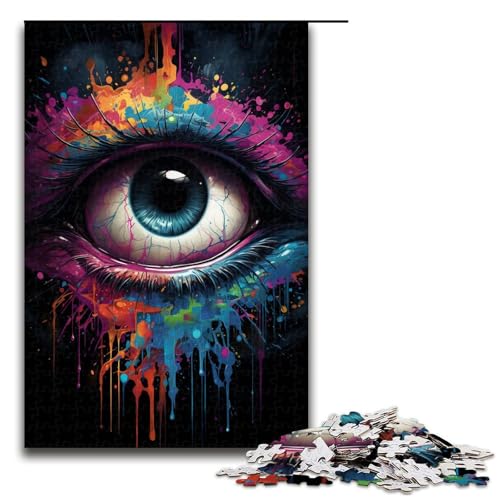 1000 teiliges Puzzle Bunte Fantasieaugen Puzzle für Erwachsene Holzpuzzle anspruchsvolles Spiel 75 x 50 cm von zouxangzz