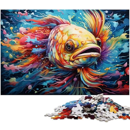 1000 teiliges Puzzle Bunte Fischkunst Puzzle für Erwachsene Holzpuzzle für Sommerliebhaber 1000 Teile (75 x 50 cm) von zouxangzz