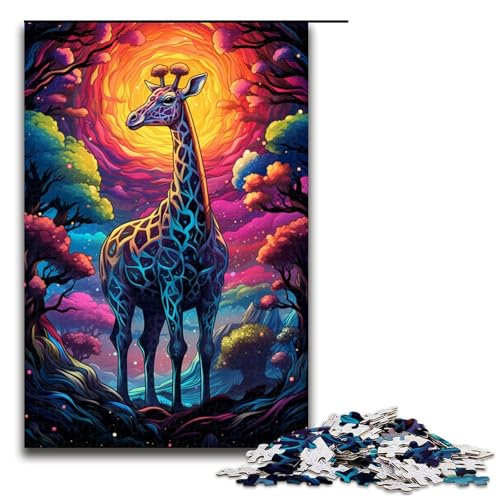 1000 teiliges Puzzle Bunte Giraffe 12 Puzzleteile für Erwachsene Holzpuzzle anspruchsvolles Spiel 75 x 50 cm von zouxangzz