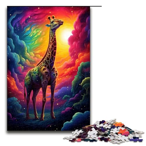 1000 teiliges Puzzle Bunte Giraffe Puzzle für Erwachsene Holzpuzzle Familienspiel 75 x 50 cm von zouxangzz