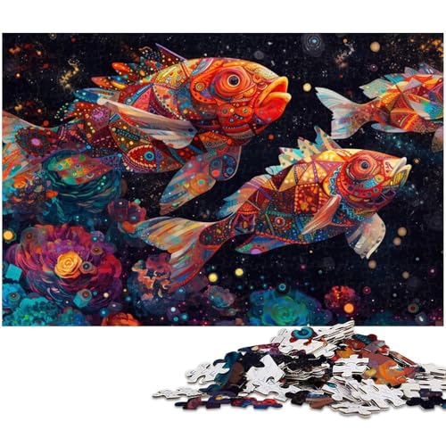 1000 teiliges Puzzle Bunte Goldfisch Puzzles Holzpuzzles Lernspiele Heimdekoration (Größe 75 x 50 cm) von zouxangzz