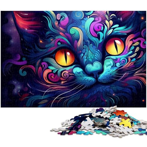 1000 teiliges Puzzle Bunte Katzen Puzzle für Erwachsene Holzpuzzle Familiendekoration 1000 Teile (75 x 50 cm) von zouxangzz