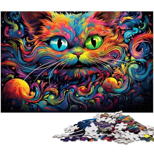 1000 teiliges Puzzle Bunte Katzen Puzzle für Erwachsene Holzpuzzle für Sommerliebhaber 1000 Teile (75 x 50 cm) von zouxangzz