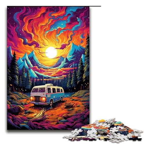 1000 teiliges Puzzle Bunte Landschaft zum Campen Puzzle für Erwachsene Holzpuzzle anspruchsvolles Spiel 75 x 50 cm von zouxangzz