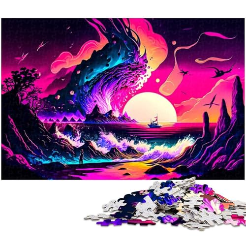 1000 teiliges Puzzle Bunte Landschaftspuzzles Holzpuzzles Lernspiele Heimdekoration (Größe 75 x 50 cm) von zouxangzz