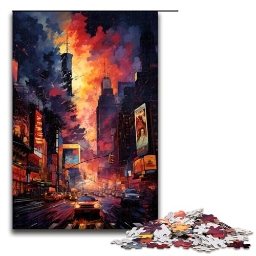 1000 teiliges Puzzle Bunte Psychedelia am Times Square für Erwachsene Holzpuzzle anspruchsvolles Spiel 75 x 50 cm von zouxangzz