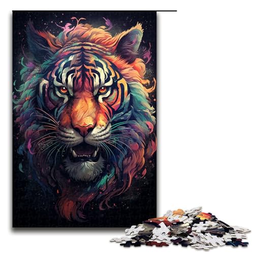 1000 teiliges Puzzle Bunte Psychedelie des elementaren roten Tigers für Kinder Holzpuzzle Heimkunstdekor 75 x 50 cm 1000 teiliges Puzzle Bunte Psychedelie des elementaren roten Tigers für Kinder Holzpuzzle Heimkunstdekor 75 x 50 cm von zouxangzz