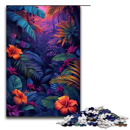 1000 teiliges Puzzle Bunte Psychedelie in einem tropischen Paradies für Erwachsene Holzpuzzle anspruchsvolles Spiel 75 x 50 cm von zouxangzz