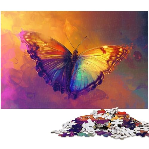 1000 teiliges Puzzle Bunte Schmetterlingspuzzles Holzpuzzles Lernspiele Heimdekoration (Größe 75 x 50 cm) von zouxangzz