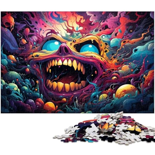 1000 teiliges Puzzle Bunte Synthwave Monster Puzzles Papierpuzzles Lernspiele Heimdekoration 1000 Stück (38 x 26 cm) von zouxangzz