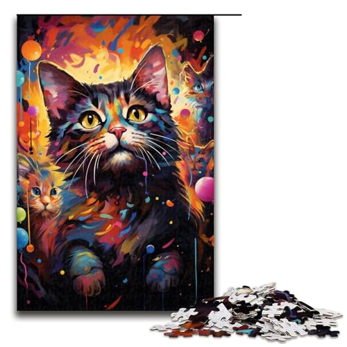1000 teiliges Puzzle Bunte exotische Katze Puzzle für Erwachsene Holzpuzzle anspruchsvolles Spiel 75 x 50 cm von zouxangzz