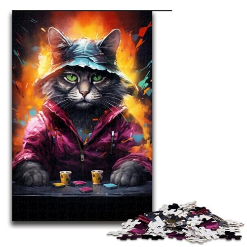 1000 teiliges Puzzle Bunte exotische Katzen Holzpuzzle Lernspiele Heimdekoration 75 x 50 cm von zouxangzz