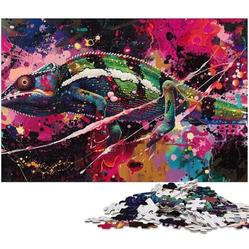 1000 teiliges Puzzle Chamäleon Puzzle für Kinder Holzpuzzle Lernspiele für Erwachsene (Größe 75 x 50 cm) von zouxangzz