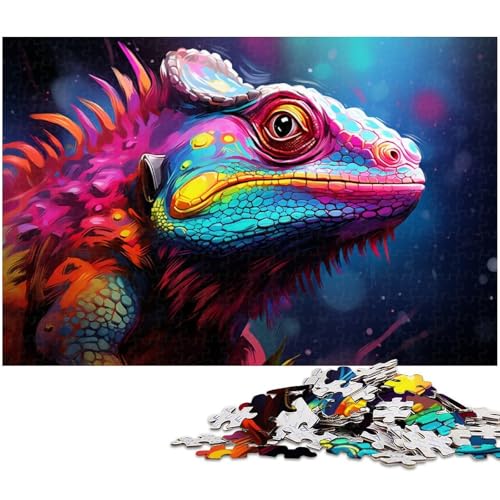1000 teiliges Puzzle Das mysteriöse Chamäleon“ für Kinder Holzpuzzle Lernspiele für Erwachsene 1000 Teile (75 x 50 cm) von zouxangzz