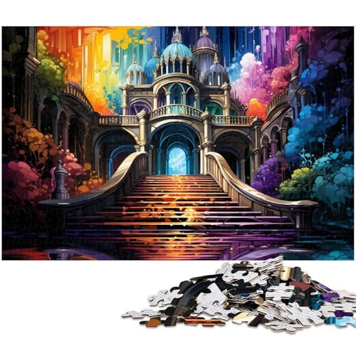 1000 teiliges Puzzle Die farbenfrohe Psychedelia des Queluz Palastes Puzzle für Erwachsene Holzpuzzle anspruchsvolles Spiel 1000 Teile (75 x 50 cm) von zouxangzz