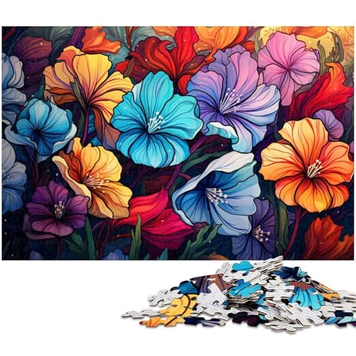 1000 teiliges Puzzle Fantasie Bunte Blumen Puzzle für Erwachsene Holzpuzzle anspruchsvolles Spiel 1000 Teile (75 x 50 cm) von zouxangzz