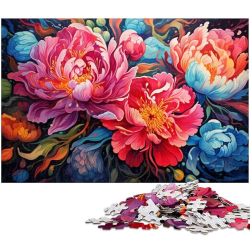 1000 teiliges Puzzle Fantasie Bunte Blumen Puzzle für Erwachsene Holzpuzzle anspruchsvolles Spiel 1000 Teile (75 x 50 cm) von zouxangzz