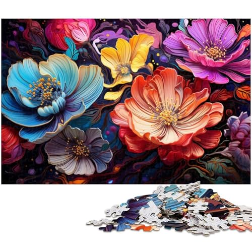 1000 teiliges Puzzle Fantasie Bunte Blumen Puzzle für Kinder Papierpuzzle Lernspiele für Erwachsene 1000 Teile (38 x 26 cm) von zouxangzz