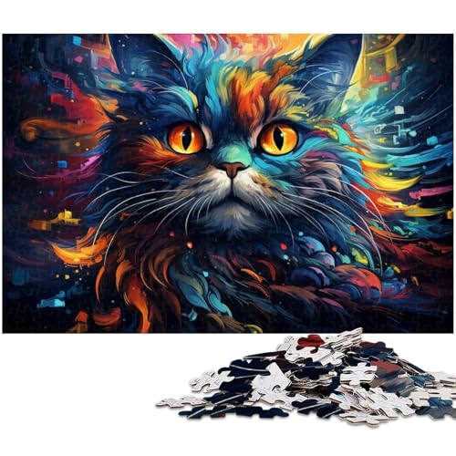 1000 teiliges Puzzle Fantasie Bunte Katzenkunst Puzzle für Kinder Papierpuzzle Lernspiele für Erwachsene 1000 Teile (38 x 26 cm) von zouxangzz