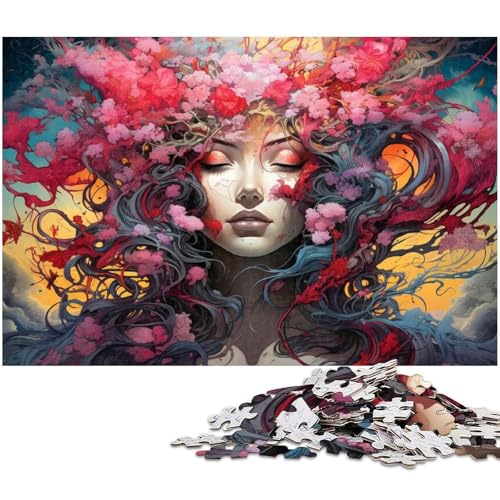 1000 teiliges Puzzle Fantasie Bunte Kirschblüten Frau Papierpuzzle Lernspiele Heimdekoration 1000 Teile (38 x 26 cm) von zouxangzz